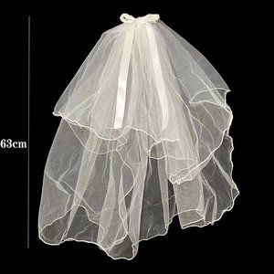 light wedding dress photo short bridal headdress small veil